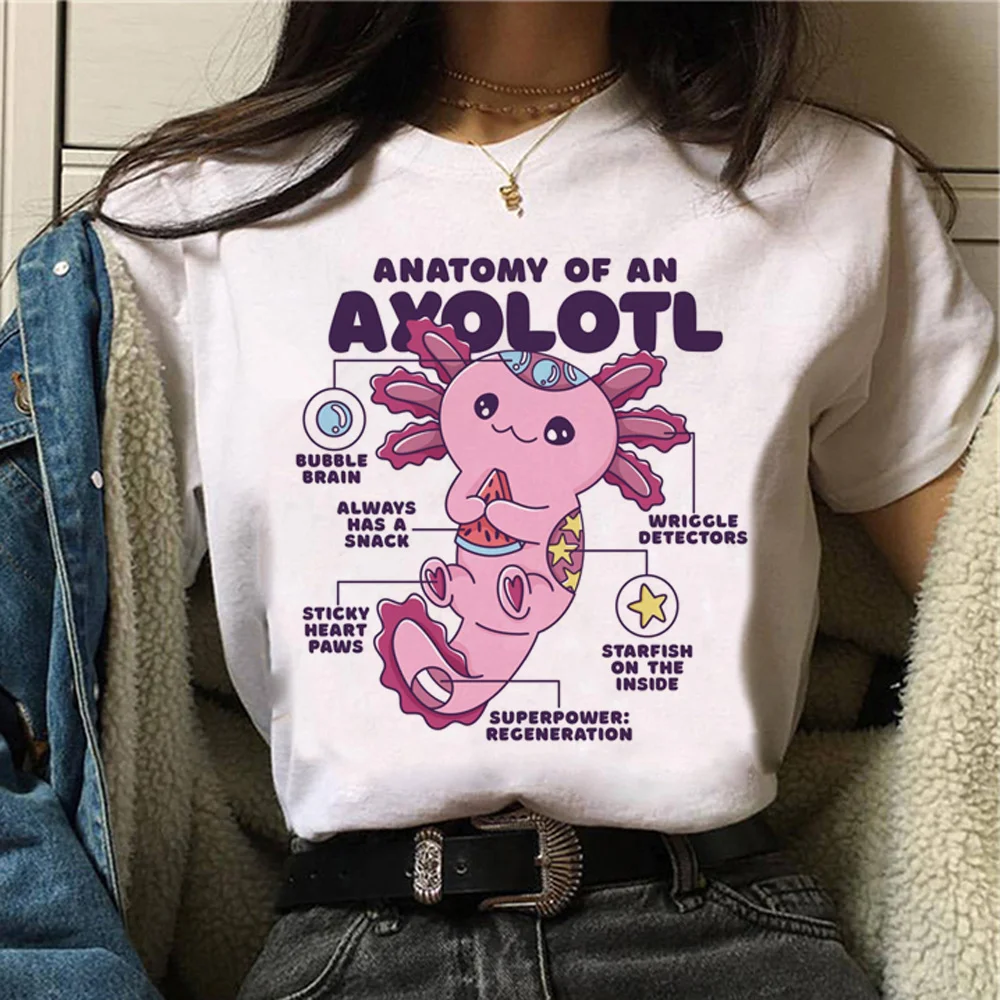 Ajolote Axolotl t-shirts women summer Y2K harajuku t-shirts girl streetwear comic clothing