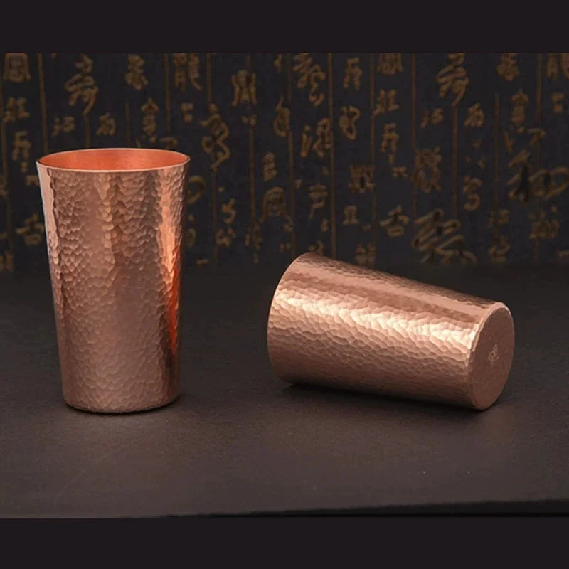 Thickened Hammer Texture Pure Copper Mug Handcrafted Vintage Tea Cup Breakfast Milk Tumbler Home Kitchen Drinkware Decor
