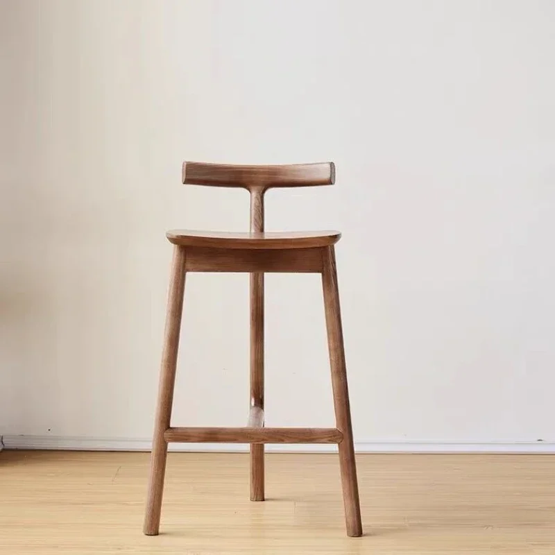 Silla de Bar nórdica de madera maciza, diseño de isla Simple y moderno, ocio creativo, respaldo moderno Para el hogar, Bancos Para Bar