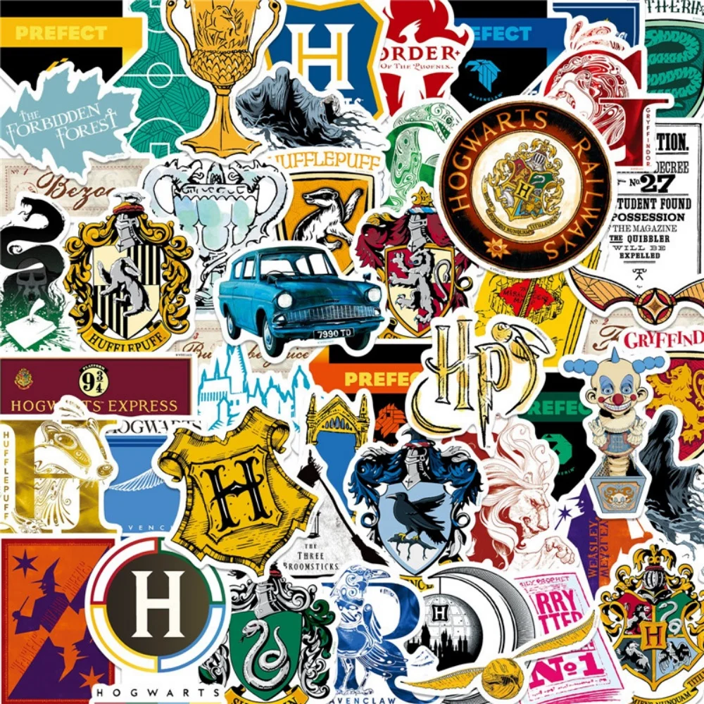 Genuine 50Pcs Harry Potter Stickers Decals Toy Stationery Guitar Phone Bicycle Laptop Luggage Car Decoration Teens Gifts