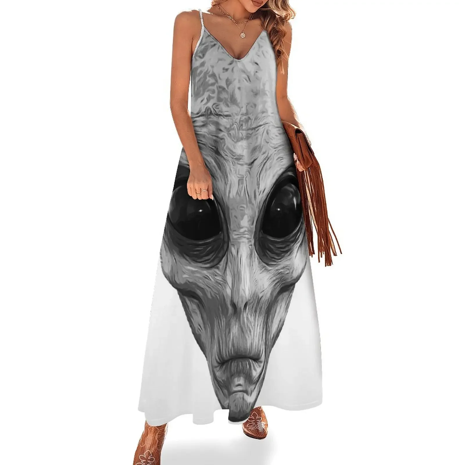 

Alien Ufo Portrait black and white Sleeveless Dress Clothing dresses for official occasions Prom gown dresses for prom