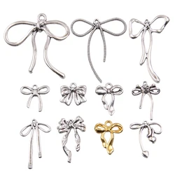 20Pcs 13 Style Metal Alloy Cute Hollow Bow Charms Holiday Gifts Pendants For Jewelry Making DIY Handmade Craft