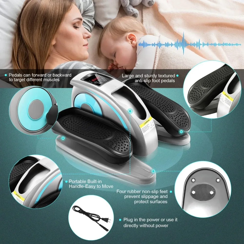 آلة بيضاوية للجلوس لكبار السن والكبار - تمرين ساق كهربائي هادئ ومحمول للاستخدام المكتبي