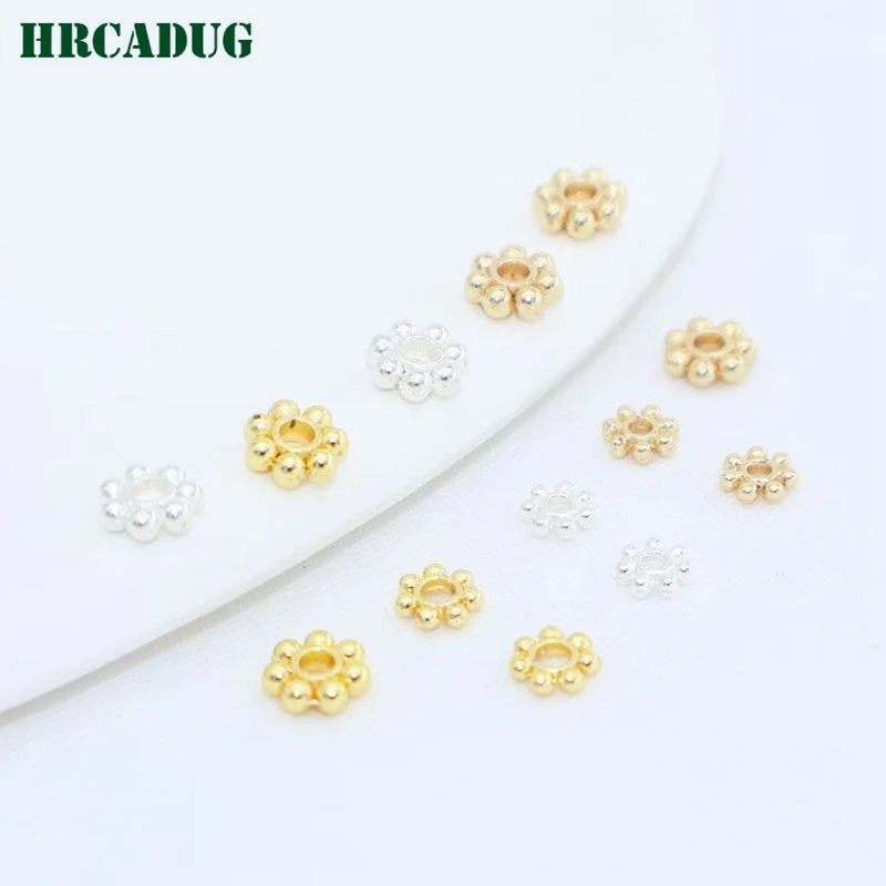 4mm/6mm Snowflake Beads Separation For Bead 18K Gold/Silver Plated Brass Metal Spacer Beads Piece DIY Jewelry Making Accessories