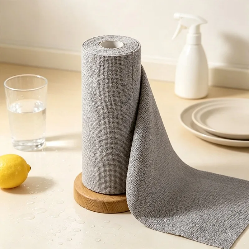 20PCS/Roll Reusable Highly Absorbent Microfiber Cleaning Wipe Roll Kitchen Cloth Towel Dish Rag Paper Towel Replacement