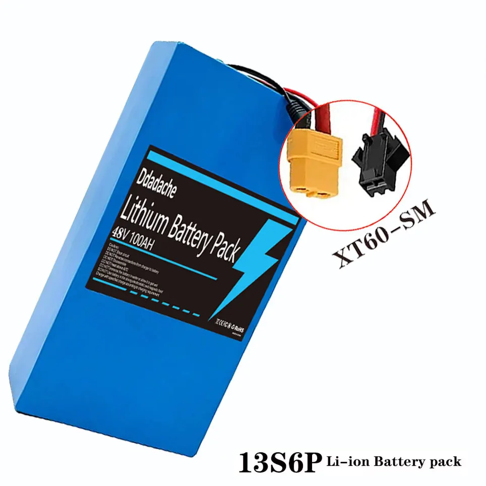 48V 100ah 13s6p lithiumbatterijpakket 48v 100000mAh 250W-2000W Citycoco gemotoriseerde scooterbatterijen Ingebouwde 50A BMS