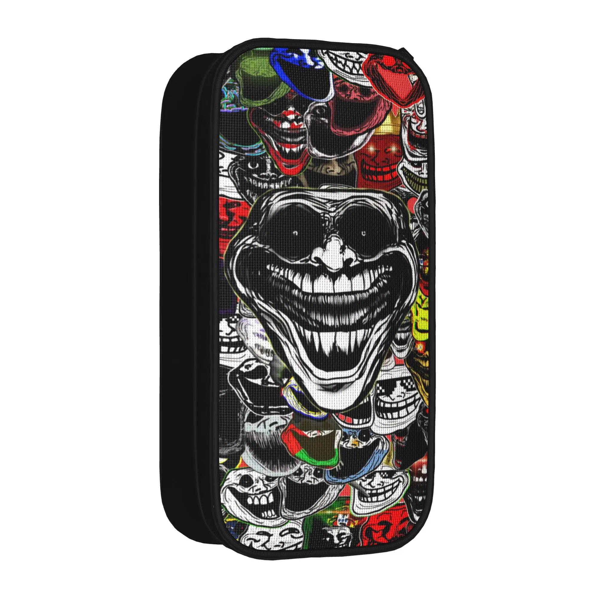 Evil Troll Face Meme Funny Pencil Case Horror Humor Pencil Pouch Pen Box for Girls Boys Large Storage Bag School Gift Stationery