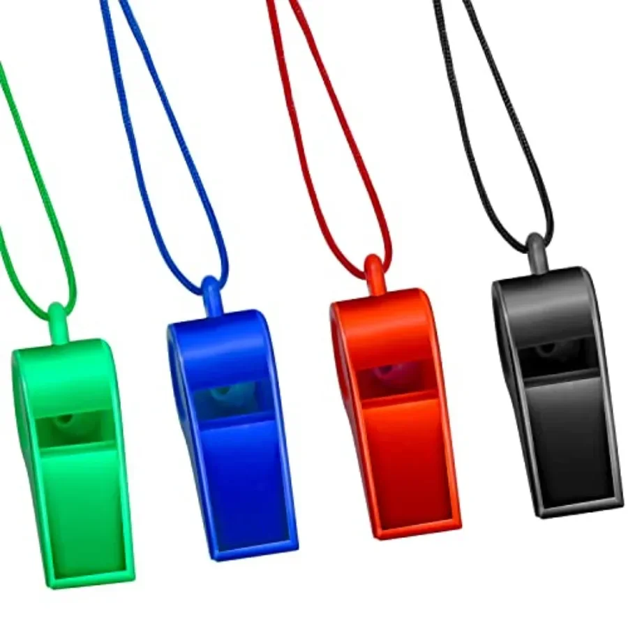 

Свисток, 4 упаковки, пластиковые свистки, аварийные свистки, спортивные свистки со шнурком, громкий четкий звук, свисток для тренера, отлично подходит для тренеров