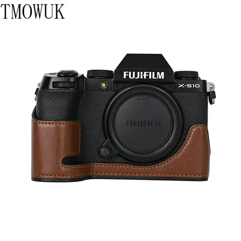 

For Fujifilm xs10 PU leather half body case Fuji X-S10 camera bag batery opening bottom cover