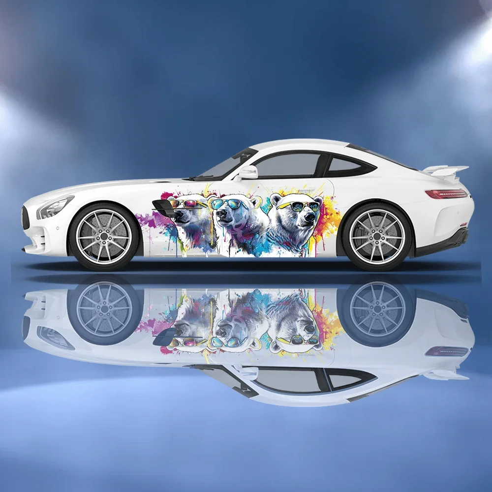 

Colored Polar Bear Splash Car Vinyl Wraps Decal Self-adhesive Anti Scratch Sticker Suitable for SUV Decor Auto Accessories Gift