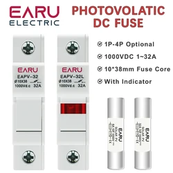 Din Rail Solar PV DC Fuse Holders with Indicator Light suitable for 10*38mm DC PV Fuse Link for Solar Photovoltaic System Pro