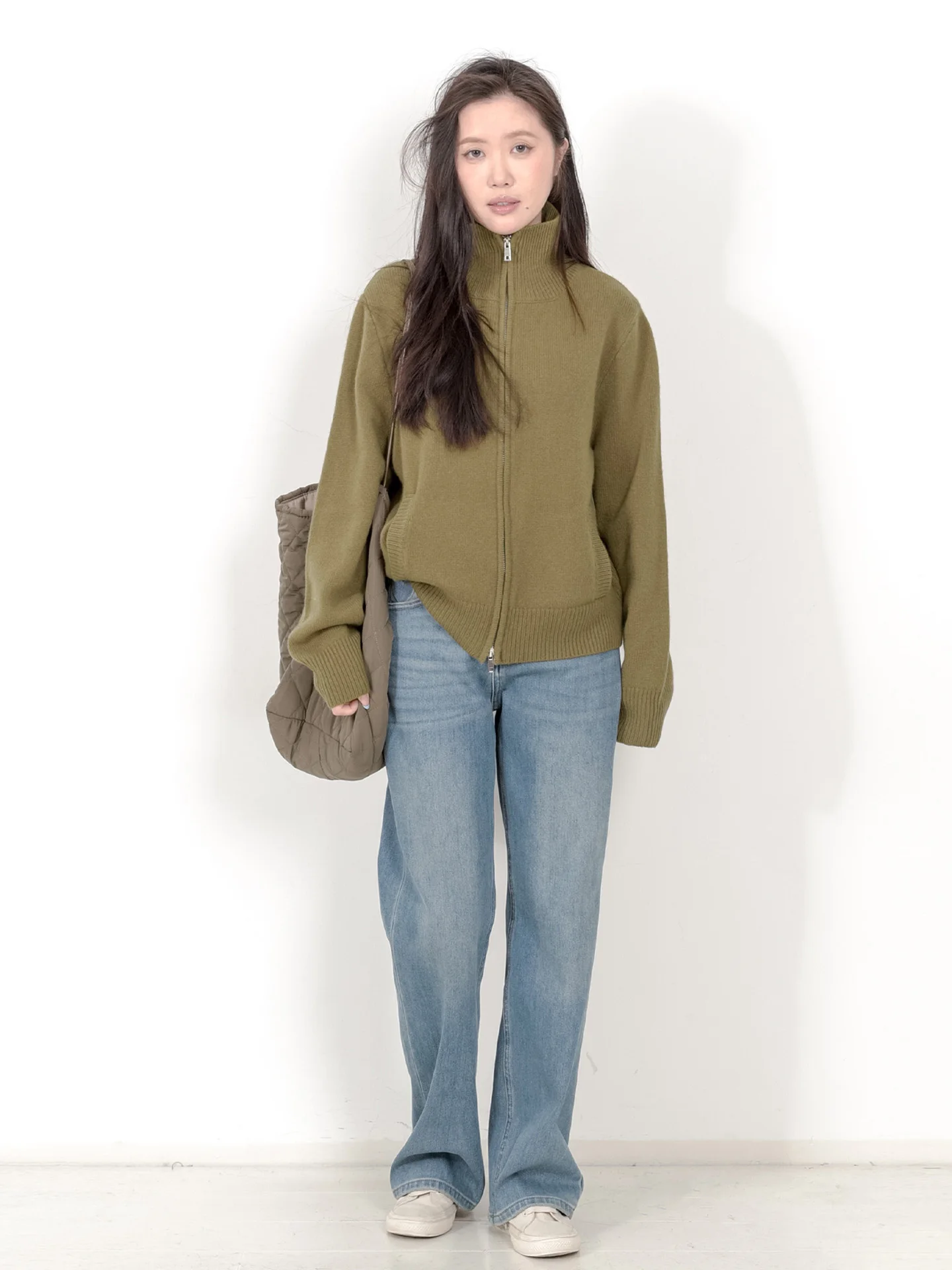 

Зимний утепленный вязаный свитер на молнии, однотонный, женский, в стиле ретро, с длинными рукавами, шерстяной топ, теплый, повседневный, для ежедневной носки