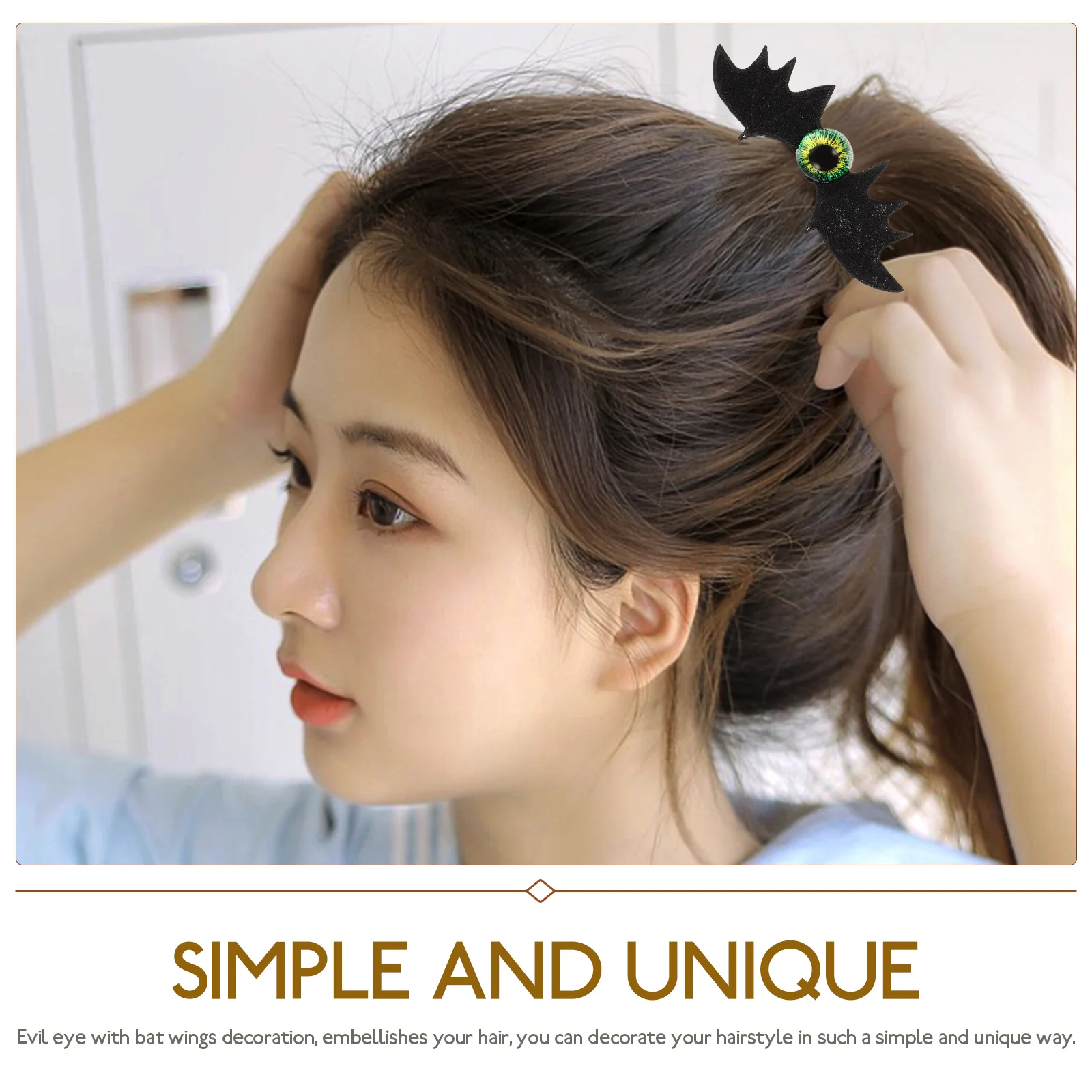 

4pcs Skull Clip Gothic Bat Wing Design Cool Hair Tie for Halloween Party Cosplay Women Girls Festival Accessories Hair Rope
