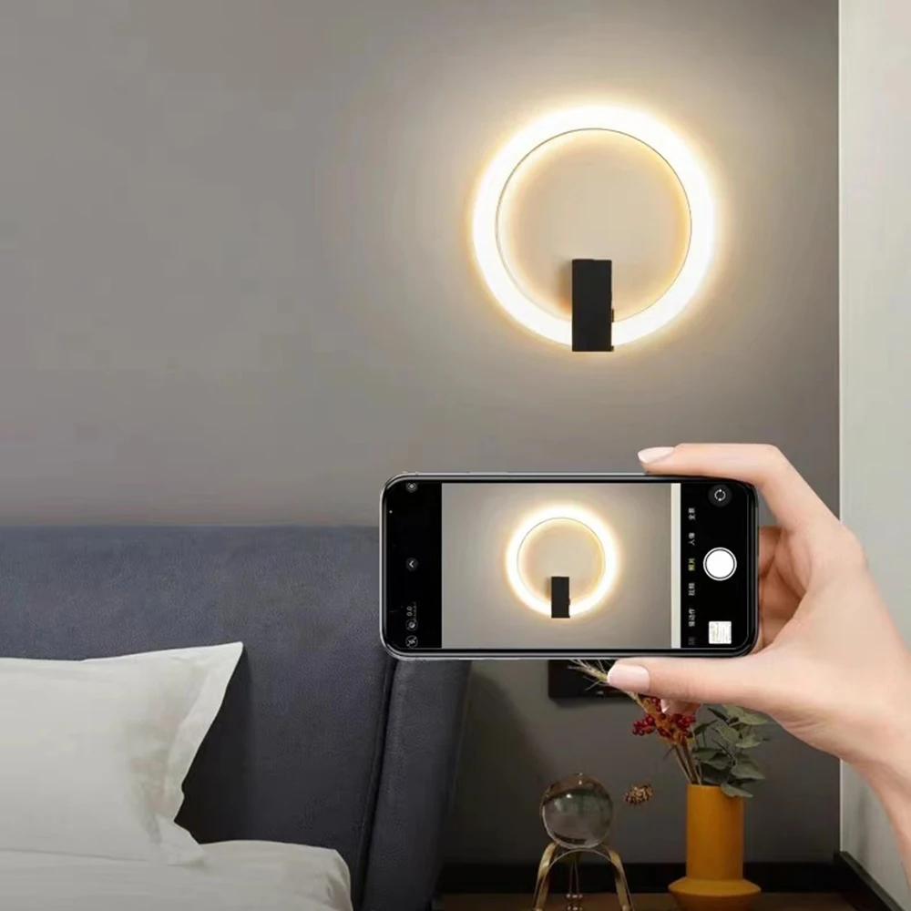 Moderna lâmpada de parede led preto ouro arandela para sala estar quarto luz cabeceira casa corredor decoração brilho iluminação