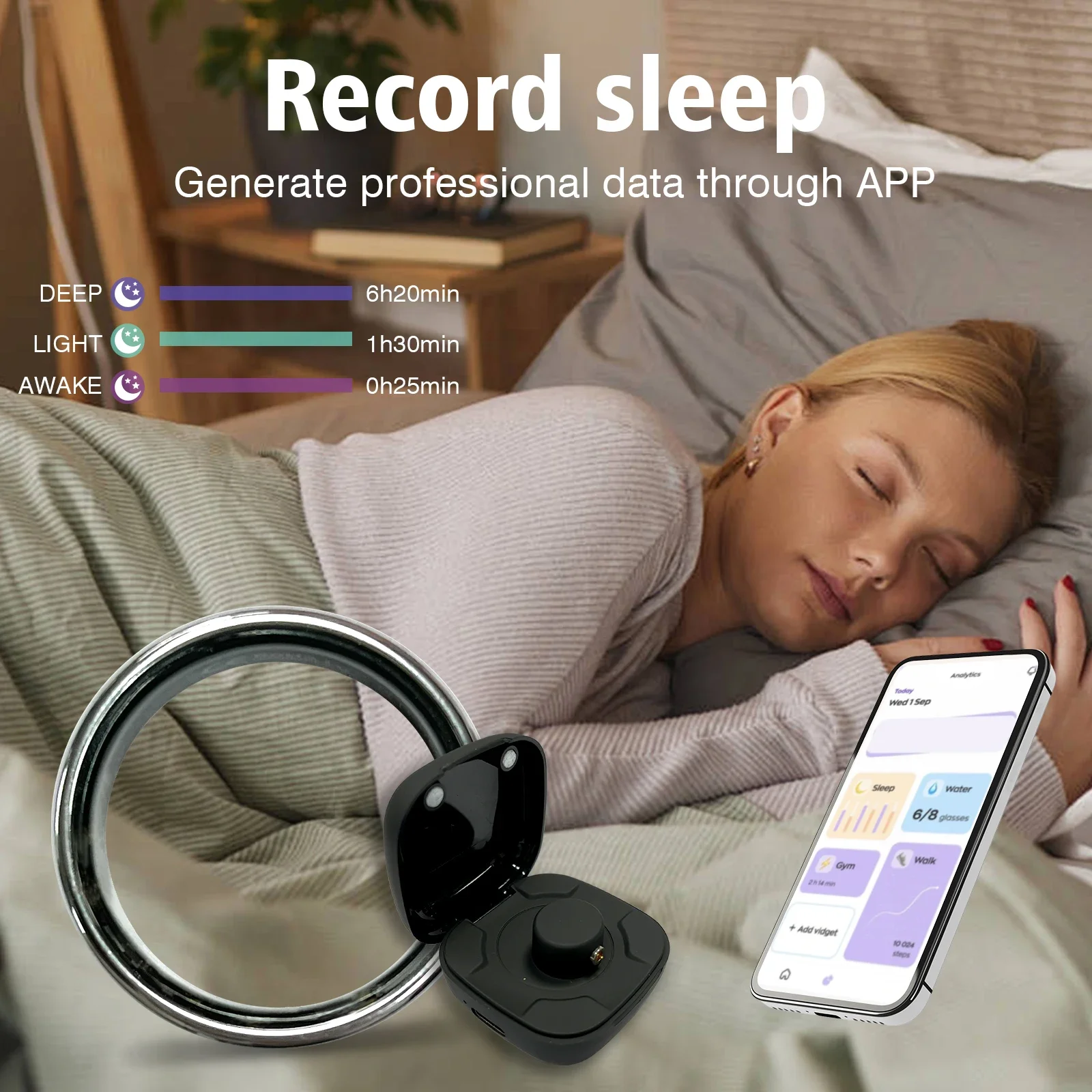 Smart Ring Multi-sports Modes Pedometer Fitness Tracker Health Monitoring IP68 Waterproof Grade Smart Ring