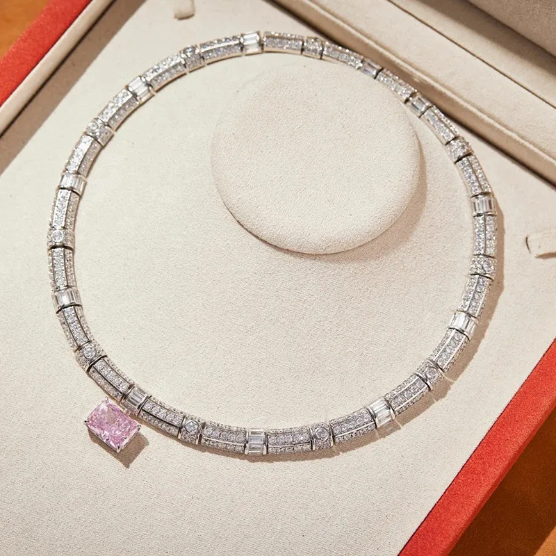 

ROBOTZ925 Sterling Silver Jewelry For Women Big Gemstone Wedding Jewelry Set High Quality Earrings Necklace Party Fine Jewelry