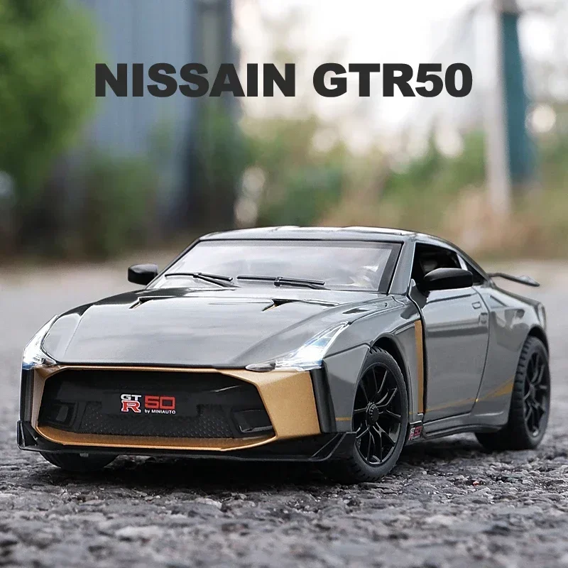 1:24 Nissan GTR50 Ares Alloy Diecasts & Toy Vehicles Metal Toy Car Model Sound and light Shock Absorbers Collection Kids Toy