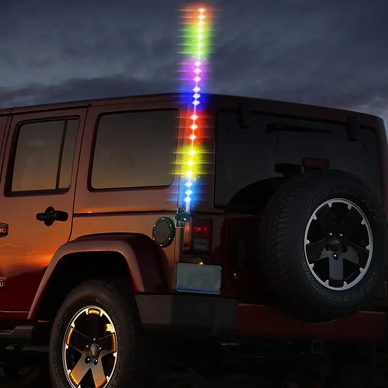 Led Whip Lights 12V/24V Ostrzegawcze światła samochodowe RGB 21,6-calowe światła antenowe LED Oświetlone bicze antenowe Hamulec Światło tańczące do