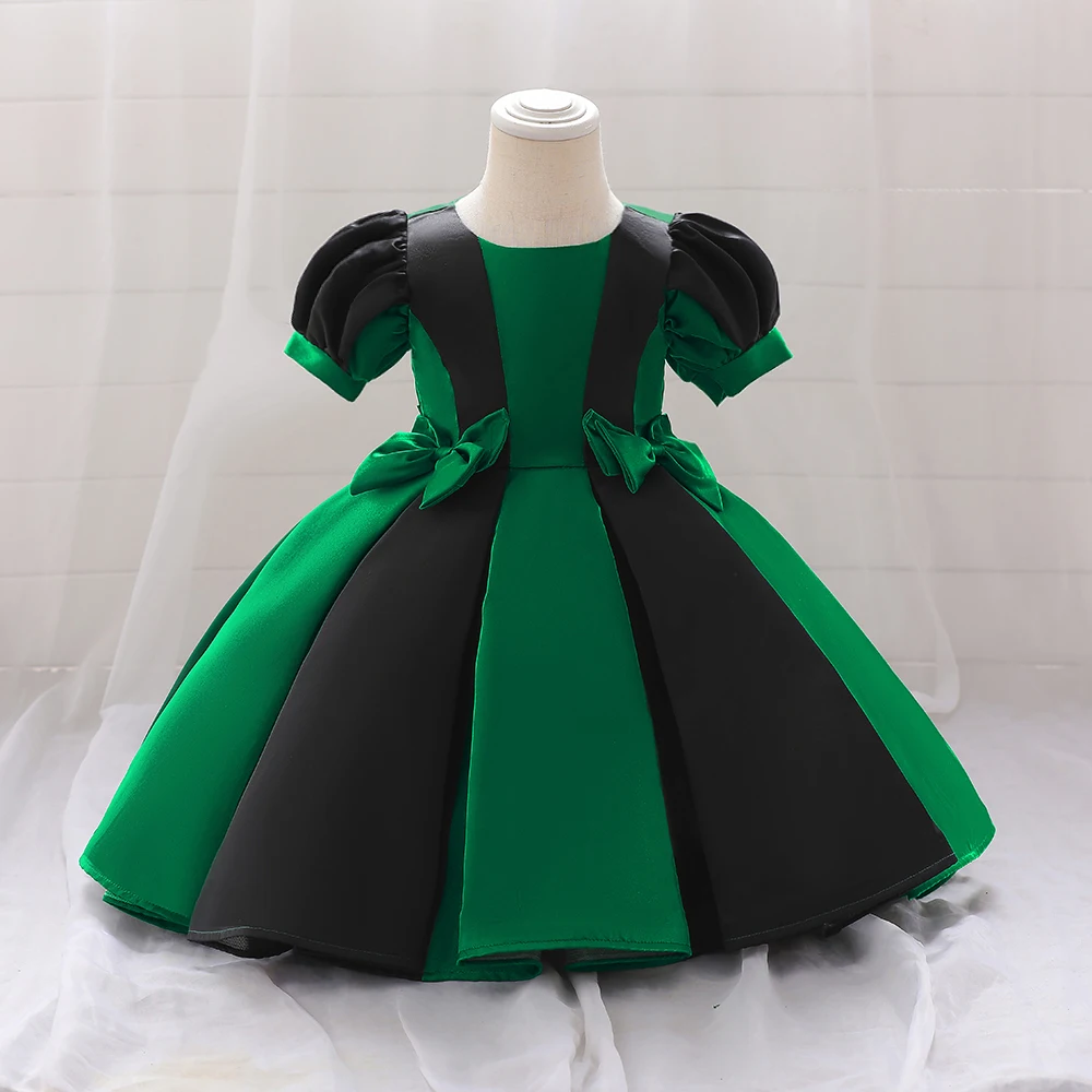 

Baby Girl 1st Birthday Princess Dress Green Black Bow Christmas Party Dresses For Girls Toddler Clothes Newborn Christening Gown