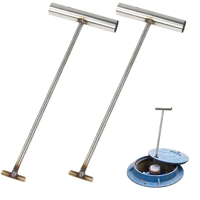 ABGH-2-Pack Manhole Cover Lifter Hooks, 32.5Cm T-Shape Manhole Lid Lifter Hooks, Stainless Steel Manhole Lifting Keys Used