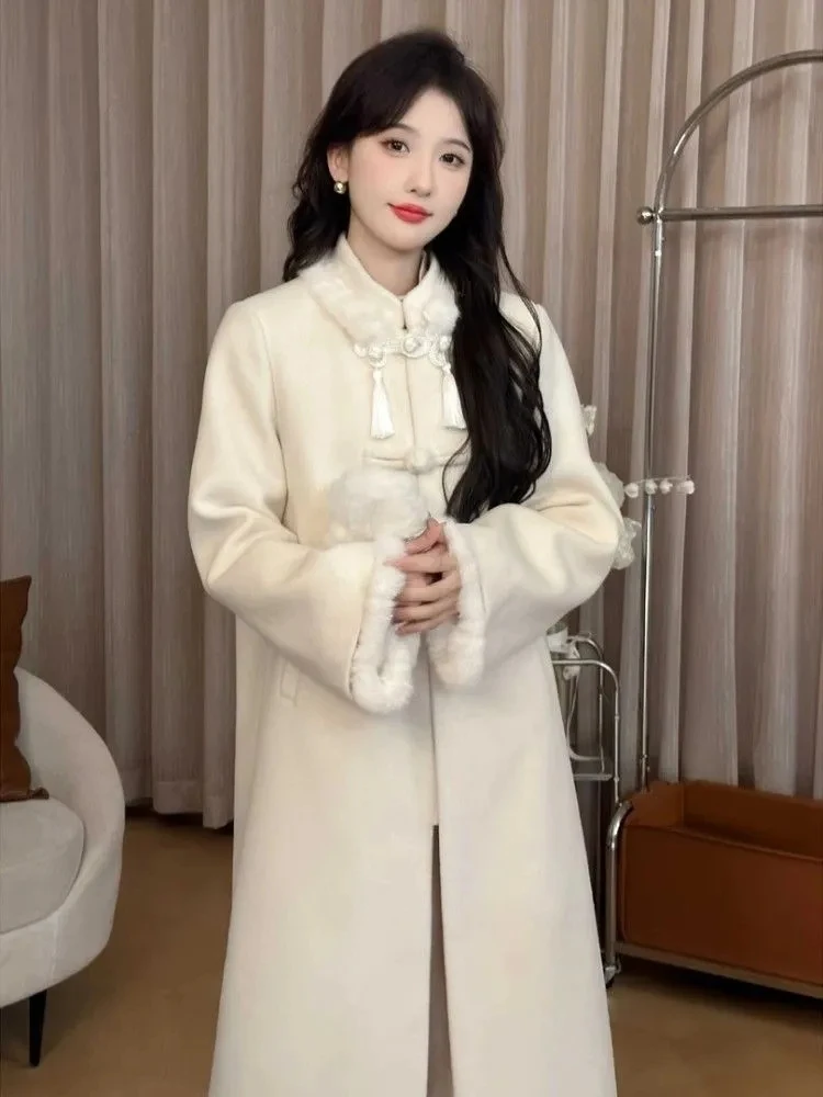 

New Chinese Style Standing Collar Coat For Women In Autumn And Winter 2025 With a Gentle Temperament And a Niche High-end Feel