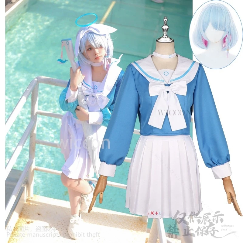 Anime Game Blue Archive Cosplay Arona Costume JK Sailor Dress Skirt Uniform Cos Wig Headwear Halloween Carnival Role Play Lolita