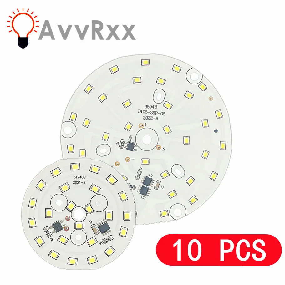 10pcs LED Chip for Downlight 3W 5W 7W 9W 12W 15W 18W SMD 2835 Round Light Beads AC 220V Downlight Chip Lighting Spotlight