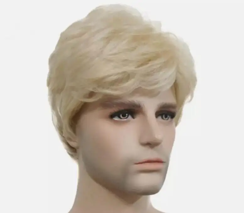 NEW Men's Blonde wig  Short Shaggy Natural Hair Wigs