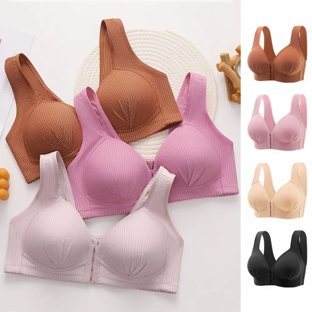 

Thin Large Size Wireless Deep V Bras Front Button Shockproof Seamless Bra Anti-sagging Underwear Women's Push Up Bra Gifts