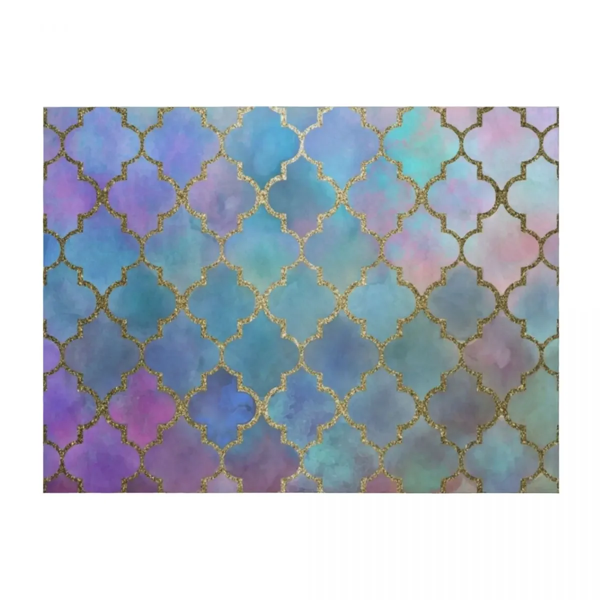 

Colorful Watercolor Moroccan Pattern - gold Throw Blanket For Decorative Sofa bed plaid Shaggy Custom Blankets