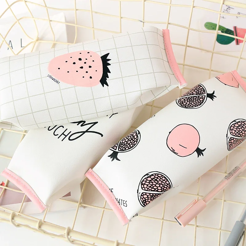 

Creative Pomegranate Strawberry School Pencil Case Cute Pu Leather Pen Bag Kawaii Stationery Pouch Office School Supplies Zakka