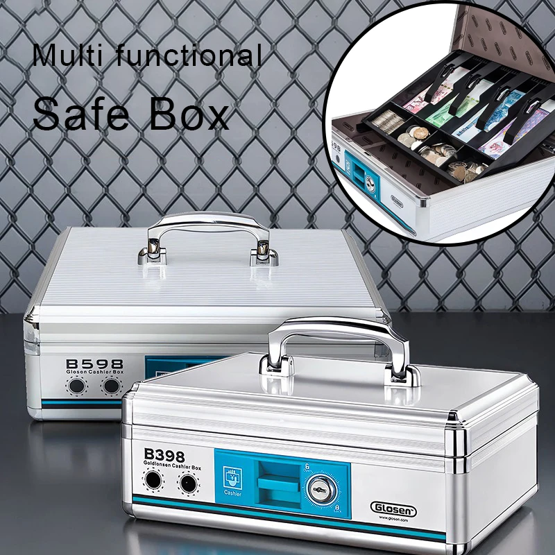 Aluminum Lockable Cash Register, Portable Vault Cash Register, Metal Cash Box, Important Item Storage Safe Boxes for Adults