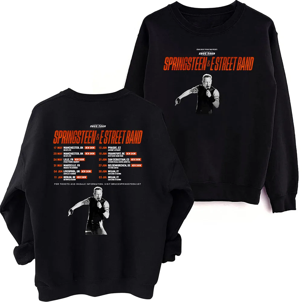 Bruce-Springsteen 2025 Tour Sweatshirt Harajuku Round Neck Long Sleeve Oversized Tops Fans Gift Tops