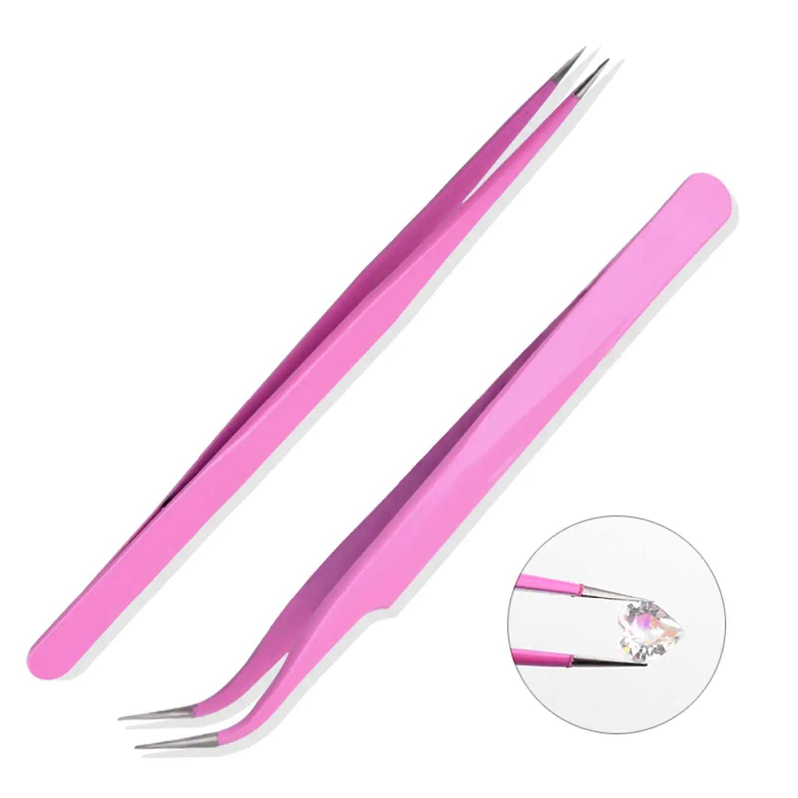 Stainless Steel Straight And Curved Tip Tweezers Nippers For Eyelash Extensions And Nail Art Sticker Rhinestone Eyelash Picker