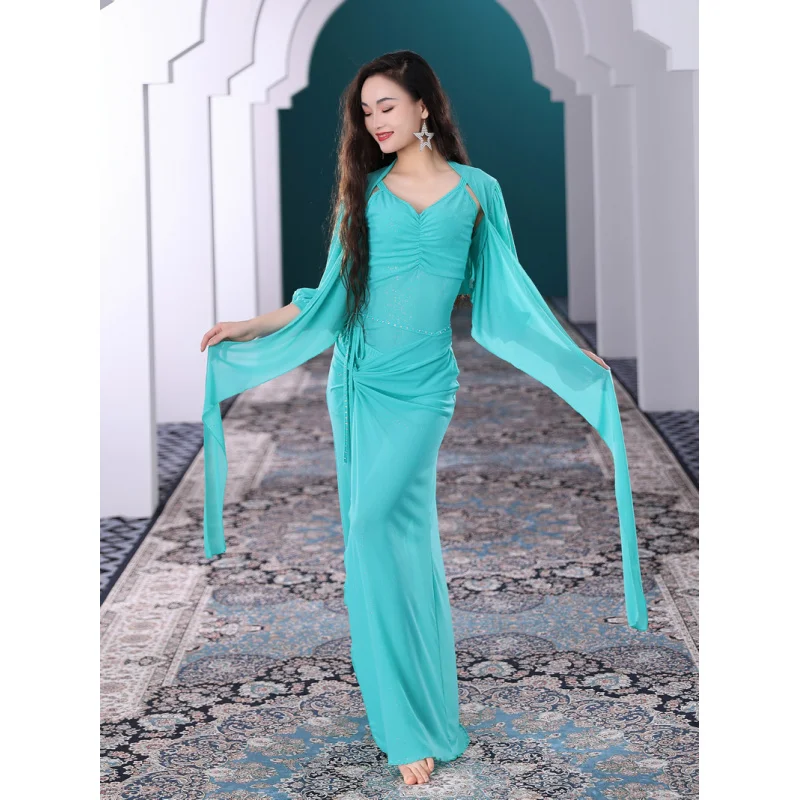 Traje de práctica de danza del vientre nueva falda larga de otoño invierno ropa de rendimiento Sexy para principiantes de talla grande