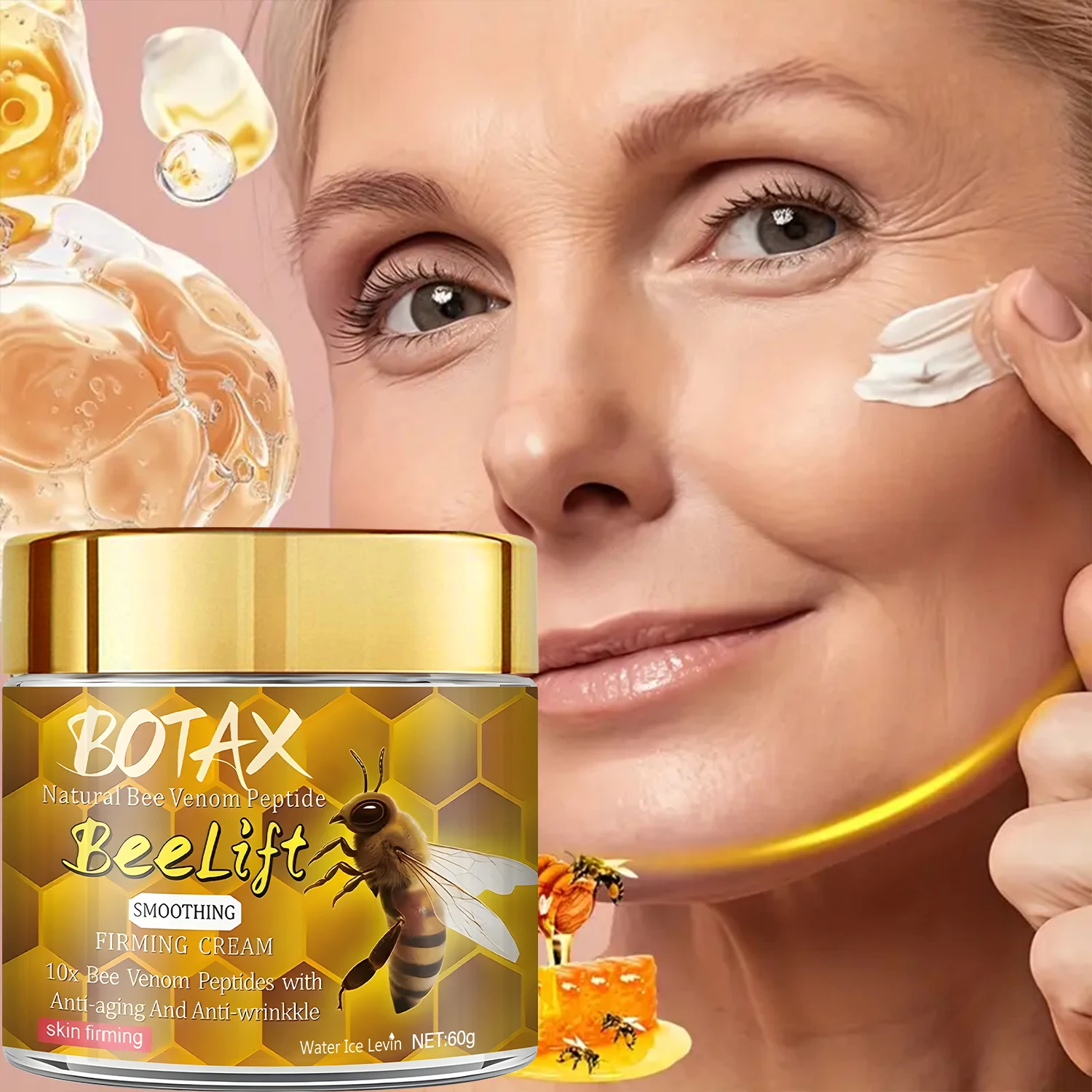 Krim Wajah Botax Natural Bee Venom Peptide Beelift - Krim Pengencang & Penghalus Anti-Penuaan 10x dengan Retinol