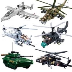 Ka-52 F35 Mi-24 A10 Stryker Military Helicopter Tank Russia US Modern War Airplane Model Building Block Brick Children Kid Toys