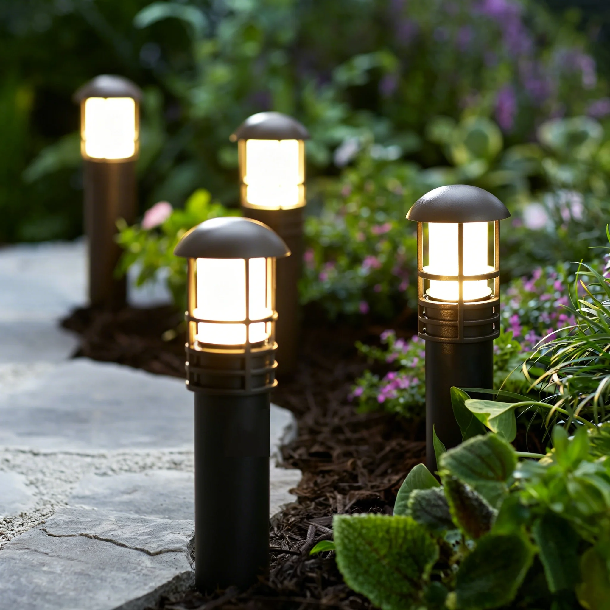 Low Voltage 12V 3W Outdoor Landscape Lighting System, 6 Pack IP65 Waterproof Garden Pathway Lights Easy Install with 2*1m Cables