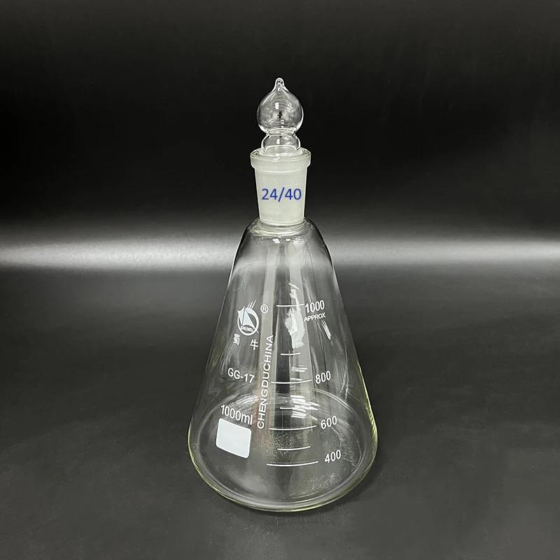 Imagem -02 - Frasco Cônico Shuniu com Rolha de Vidro Moída Padrão Boca Erlenmeyer 50ml10000ml 24 40