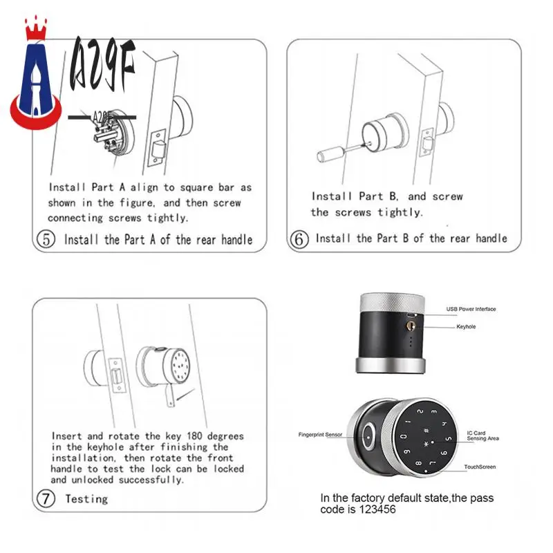 

A29F-5-In-1 TUYA Smart Door Lock Apartment Wooden Door Combination Lock With Keypad+Bluetooth+IC Card For Home Apartment Hotel O
