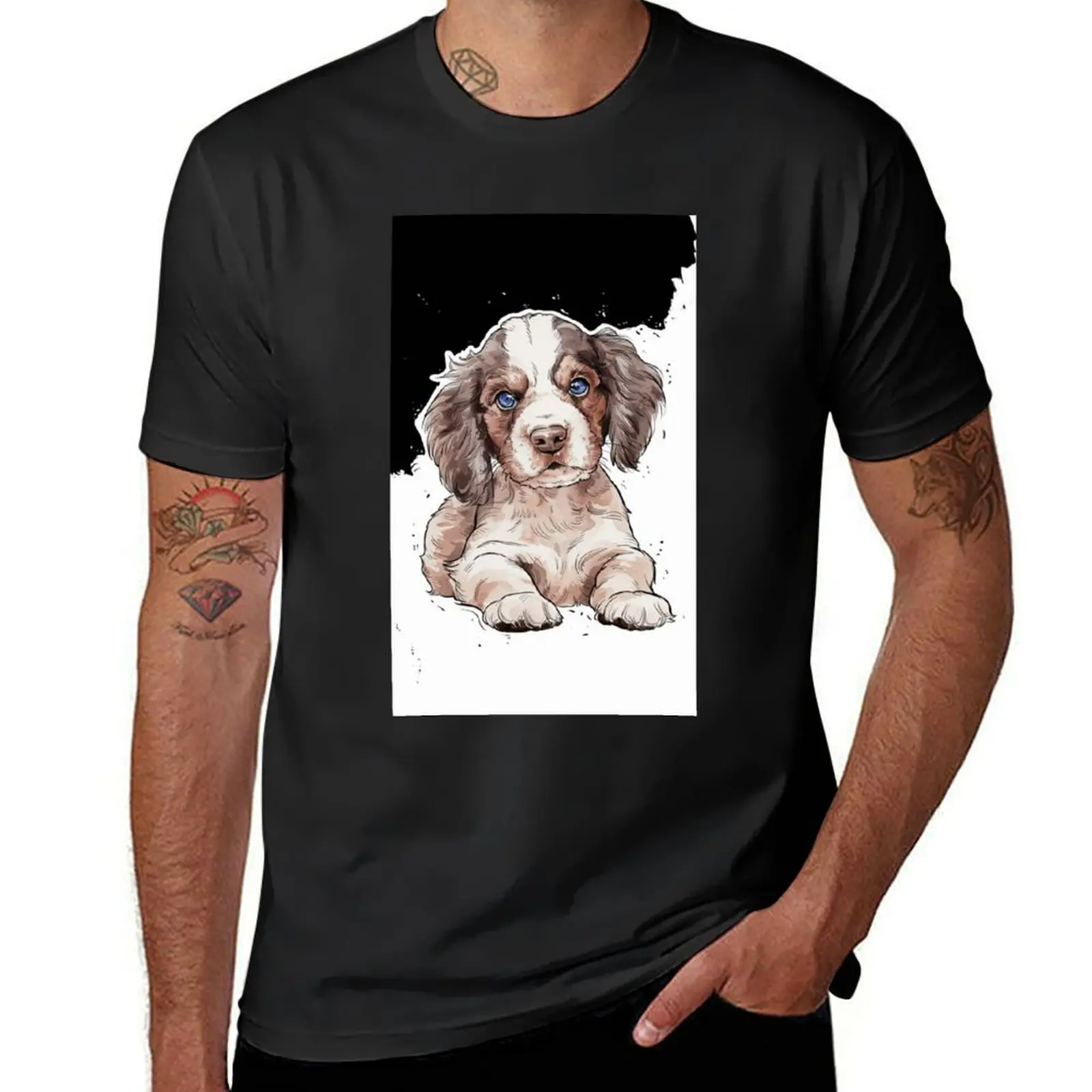 Cute blue-eyed puppy series : 3 T-Shirt oversizeds Short sleeve tee aesthetic clothes customs men t shirt