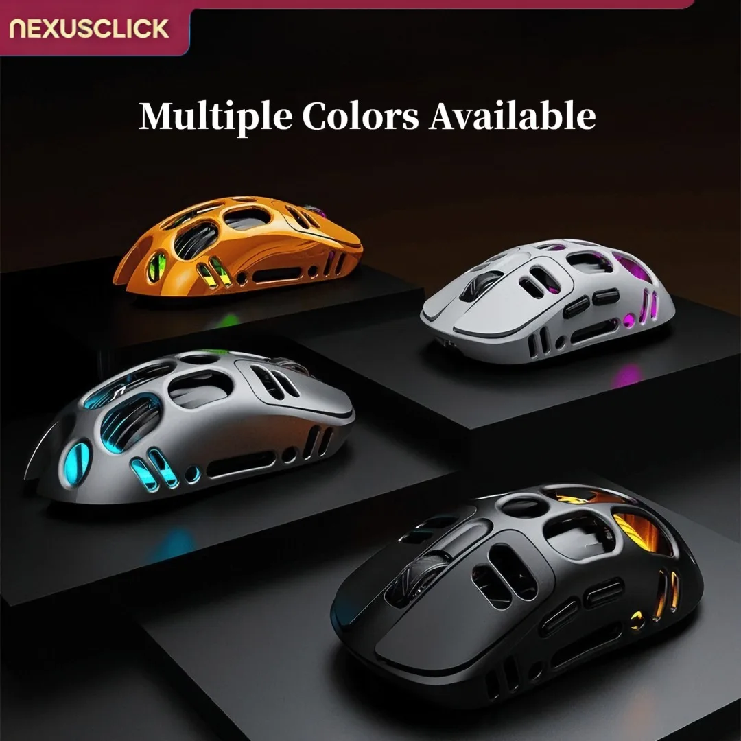 500mAh Long Battery Wireless Gaming Mouse NexusClick, Lightweight Tri-Mode Ergonomic RGB Adjustable DPI Esports Mice for Mac PC