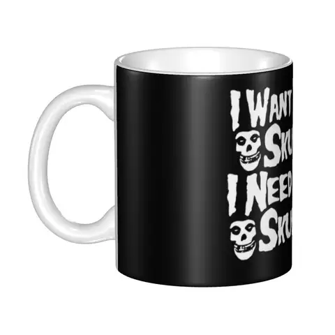 Tazze da caffè in ceramica con teschio Misfits in metallo pesante fai-da-te personalizzate, regalo creativo