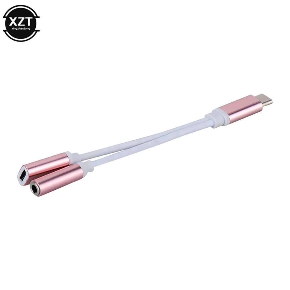Type C To 3.5mm Jack USB-C To 3.5 AUX Audio Cable 2in1 USB Audio Splitter USB C Earphone Cable Charging Adapter Phone Accessory