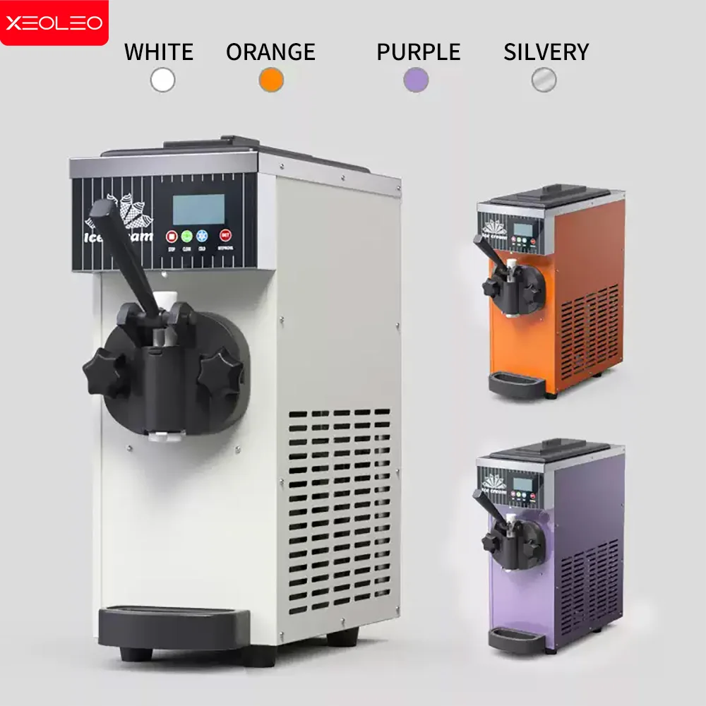 XEOLEO Commercial Soft Ice Cream Machine 450W  Desktop Ice Cream Maker Automatic 1 Flavor Soft Ice Machine