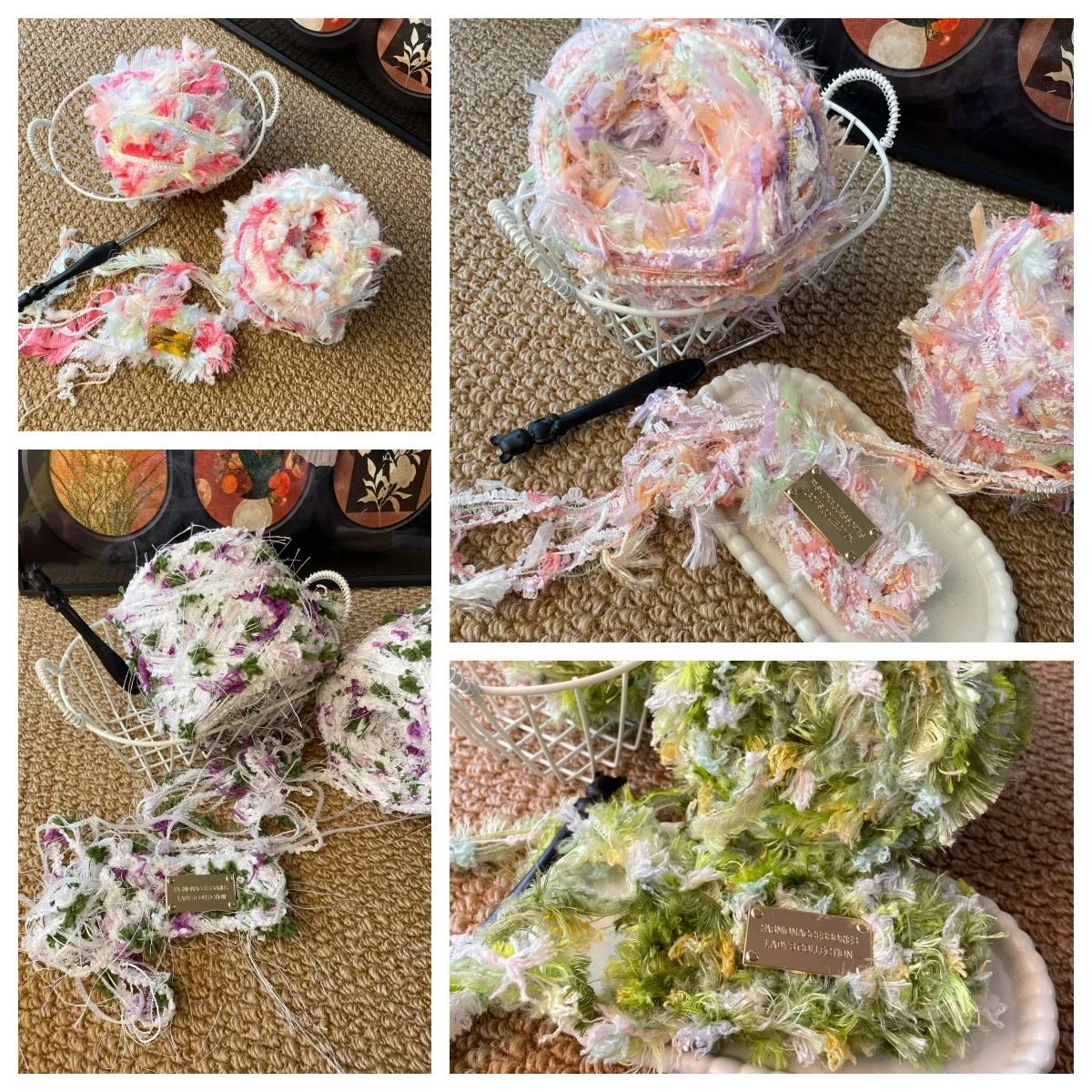200g Featured Handmade Mixed Yarn Fancy Yarn Crochet Flower Thread DIY Hair Clip ,Bag, Handmade Artwork ,Holiday Gift view 2