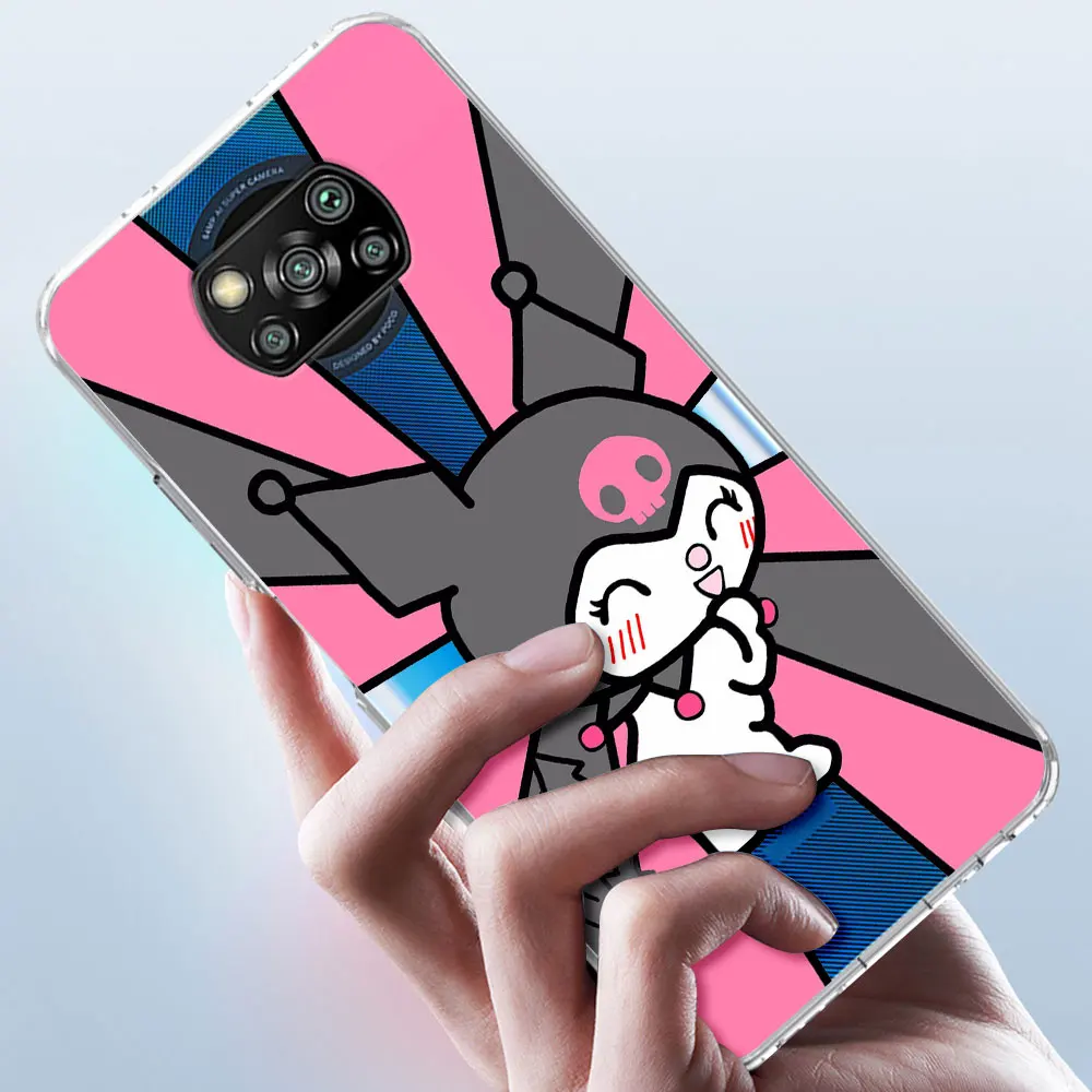 Cute kuromi melody Case for Xiaomi Poco X6 F4 M5 X3 M3 M5s X4 X5 F1 F3 F5 M4 F2 Pro TPU Soft Transparent Phone Cover Cartoon