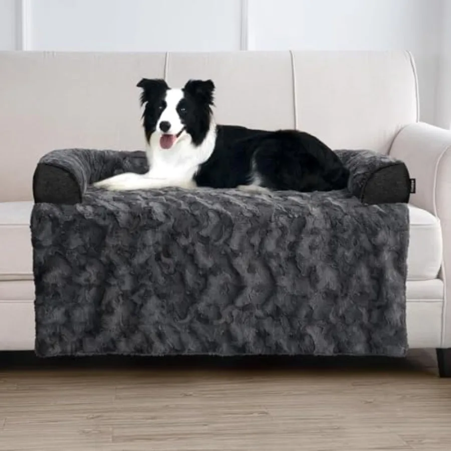 

Calming Dog Bed for Couch 41 x 37 inch Removable Couch Cover for Dogs Washable Non-Slip Fluffy Plush Dog Sofa Mat for Furniture
