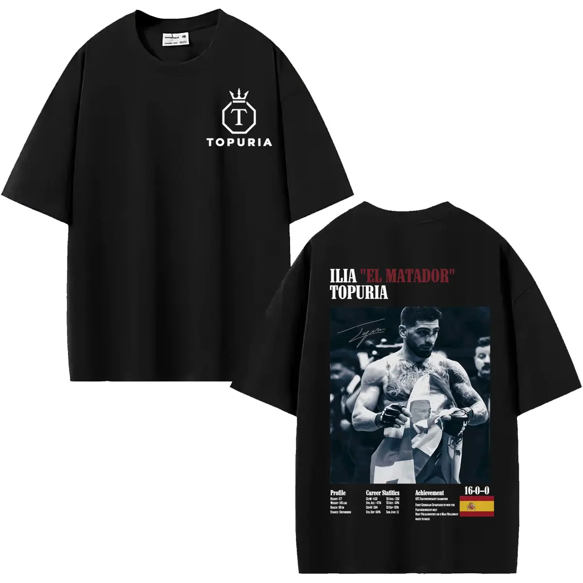 Ilia Topuria El Matador Cover Graphic T Shirt Men Women Harajuku Streetwear Short Sleeve T-shirts Casual Crewneck Cotton T-shirt