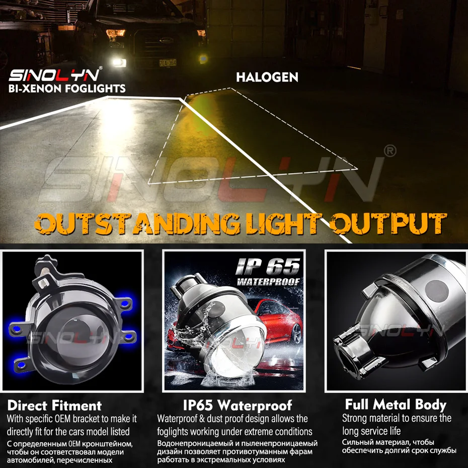Fog Lights Bi Xenon For Toyota Corolla/Yaris/Land Cruiser Prado/Vios/Venza/Fortuner/Lexus H11 D2H PTF  Projector Lens Car Lights